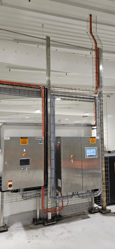Jarlam Electrics stainless steel control panels and cable tray installation - food processing factory
